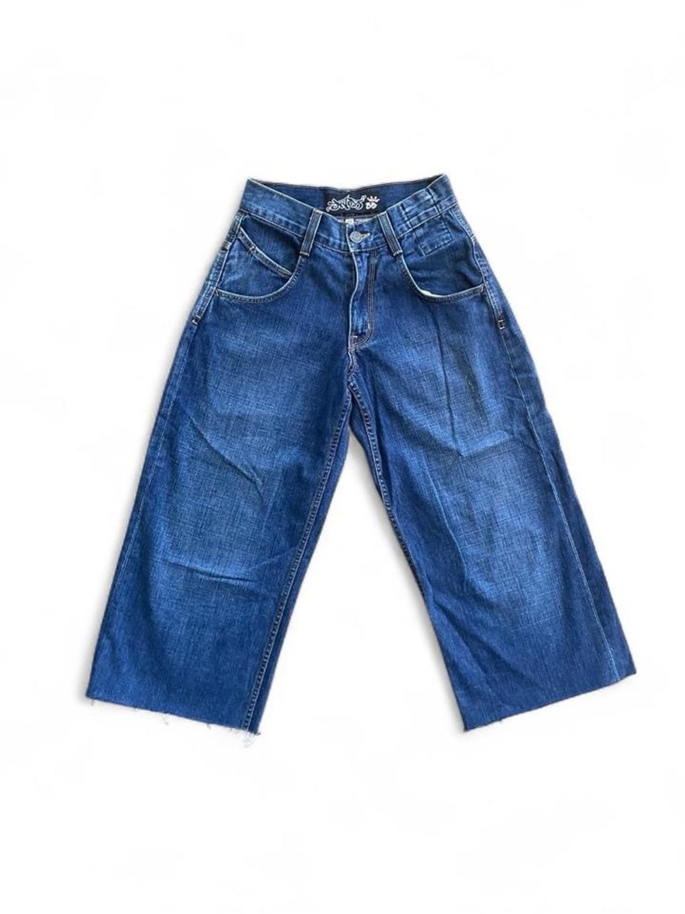 Vintage JNCO 85 Raw Hem Denim Culotte Jeans – Wide Leg Y2K Skater Jeans